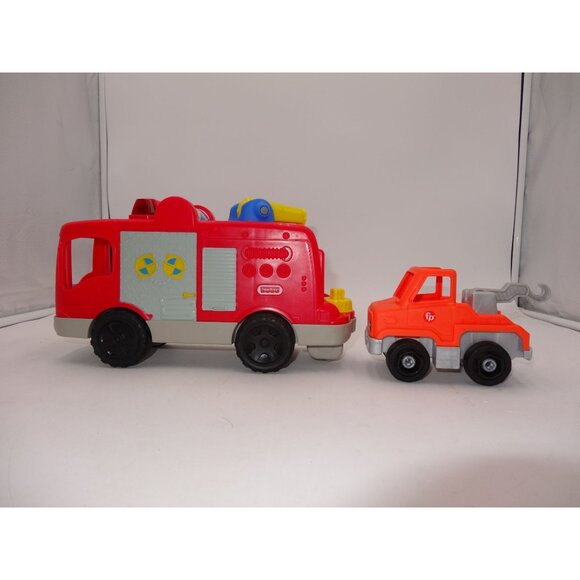 Little People Fire Truck And Help & Go Tow Truck Toy Set With Figures - Picture 14 of 16